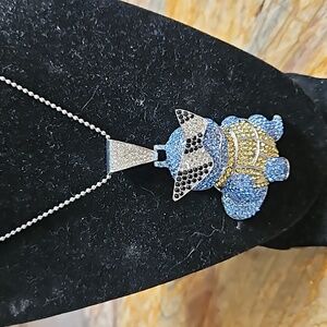 SQUIRTLE Turtle Cartoon bling Jewelry Necklace statement piece